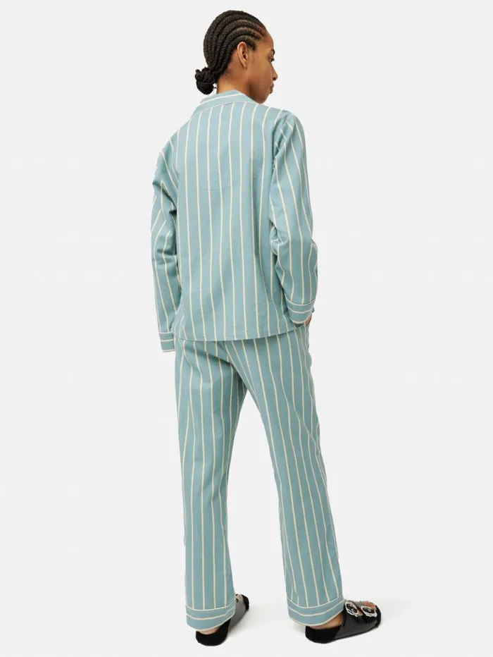 Brushed Twill Stripe Pyjamas Blue Women Jigsaw Pyjamas and Loungewear