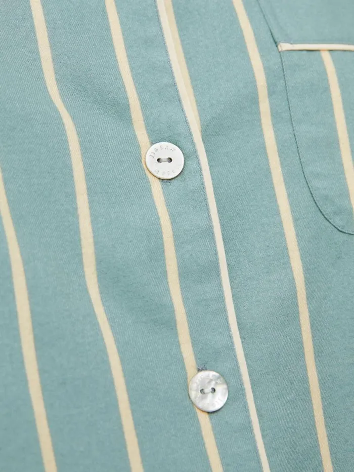 Brushed Twill Stripe Pyjamas Blue Women Jigsaw Pyjamas and Loungewear