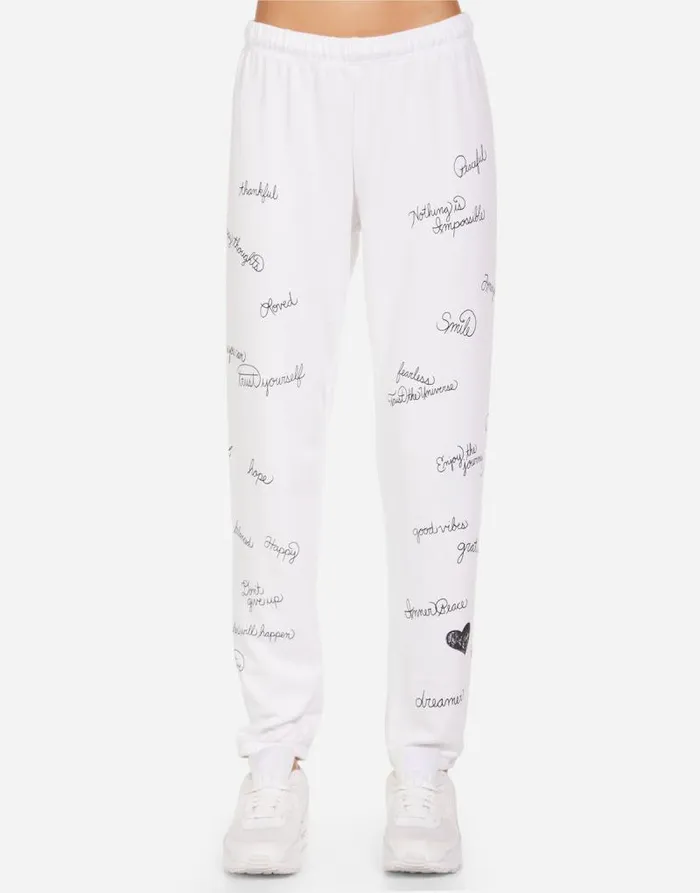 Brynn Happy Thoughts White Women Lauren Moshi Long Sweatpants