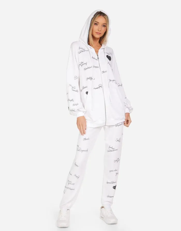 Brynn Happy Thoughts White Women Lauren Moshi Long Sweatpants