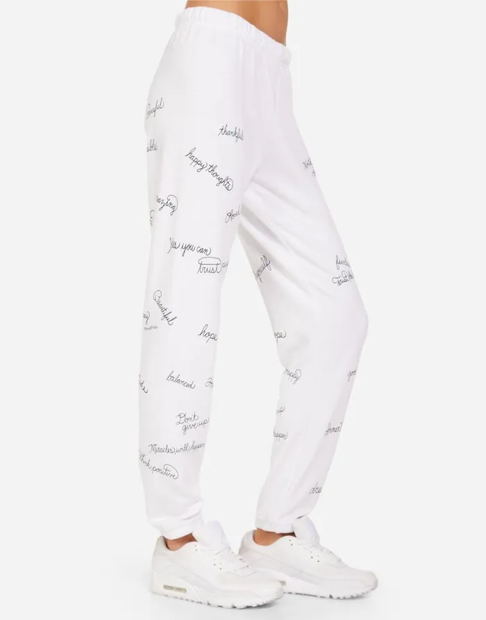 Brynn Happy Thoughts White Women Lauren Moshi Long Sweatpants