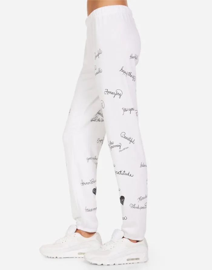 Brynn Happy Thoughts White Women Lauren Moshi Long Sweatpants