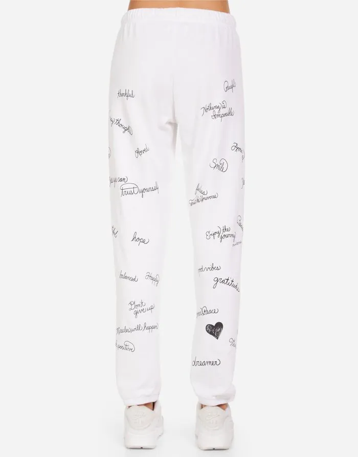 Brynn Happy Thoughts White Women Lauren Moshi Long Sweatpants