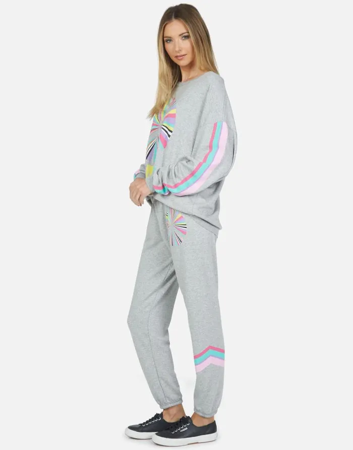 Brynn Rainbow Ray Peace Heather Grey Women Lauren Moshi Long Sweatpants