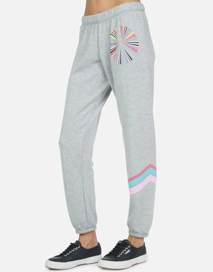 Brynn Rainbow Ray Peace Heather Grey Women Lauren Moshi Long Sweatpants