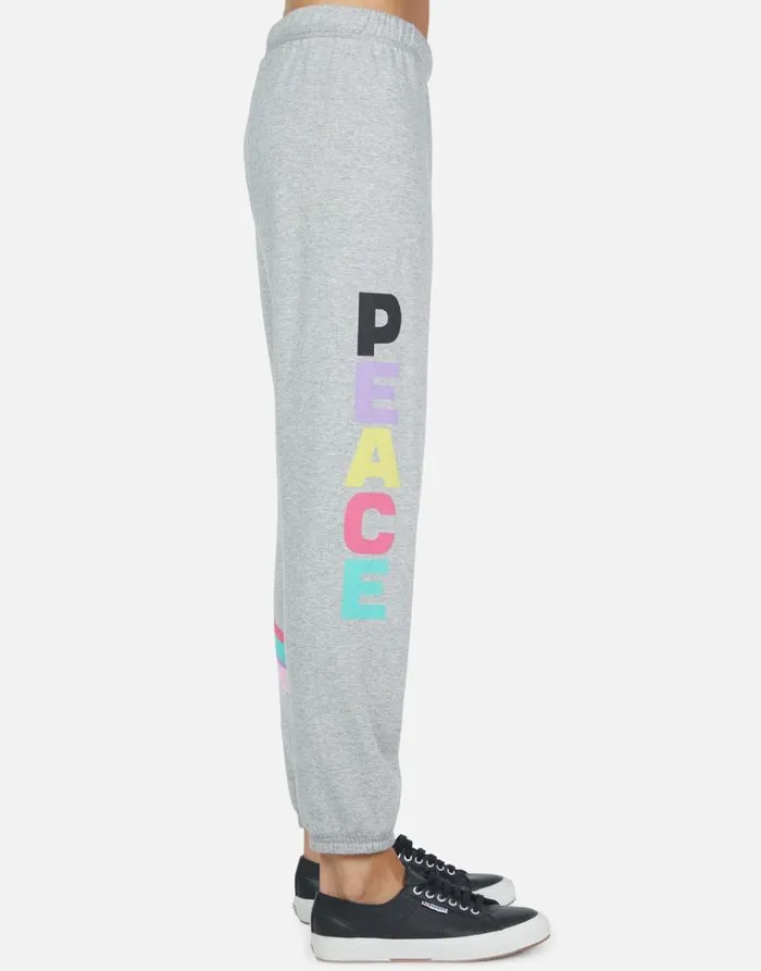 Brynn Rainbow Ray Peace Heather Grey Women Lauren Moshi Long Sweatpants