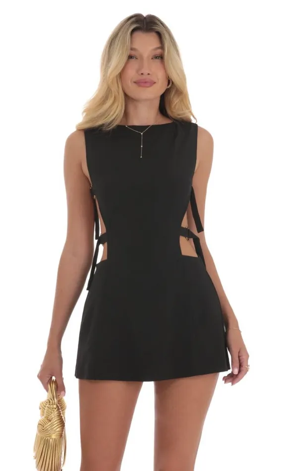 Buckle Cutout Dress Black Women LUCY IN THE SKY Mini Dresses Buckle Cutout Dress Black Women LUCY IN THE SKY Mini Dresses