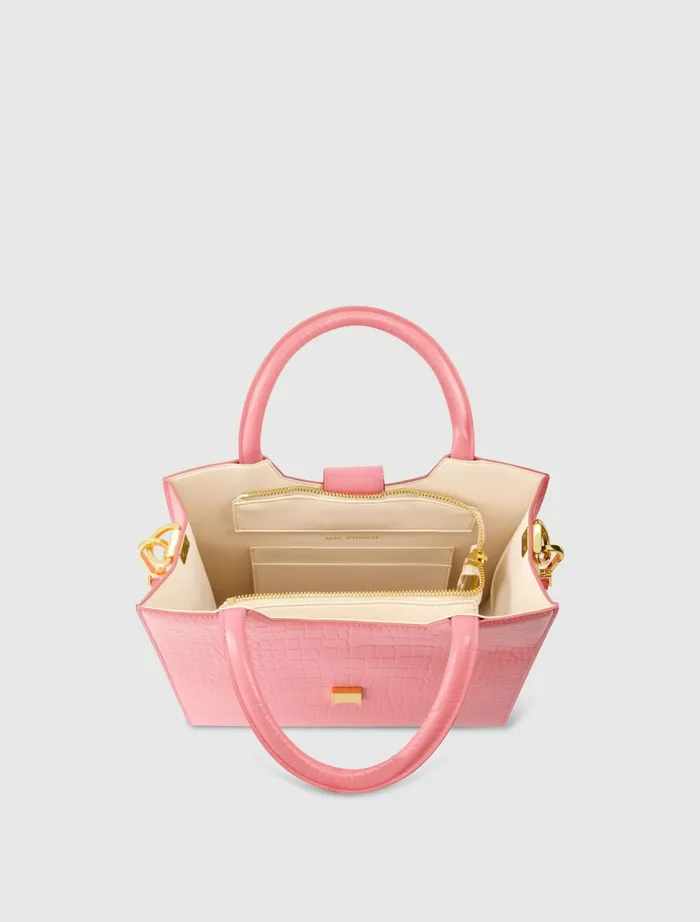 Buckled Medium Croco Hibiscus Leather Tote Bag with Detachable Strap Hibiscus Women Totes Mac Duggal