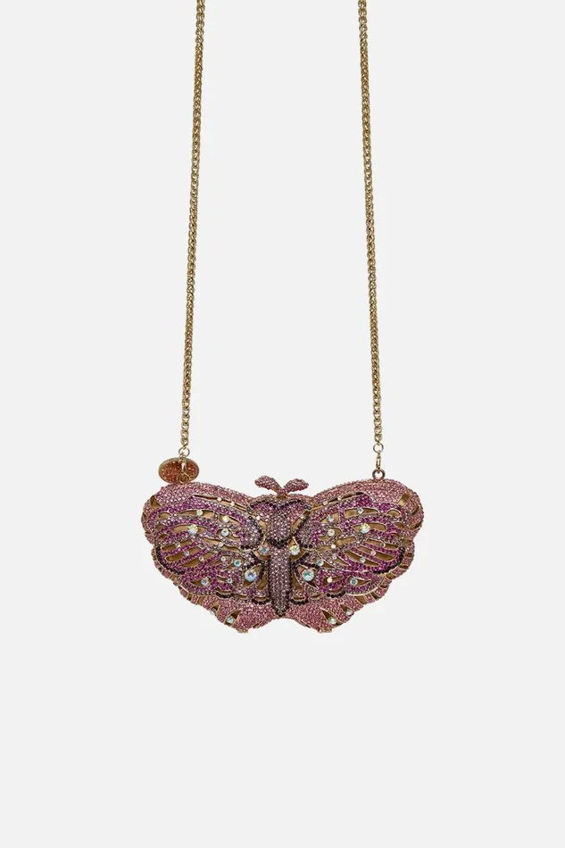 BUTTERFLY HARD CASE CLUTCH SOLID PINK Solid Pink WomensMens Camilla Bags