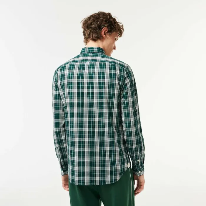Button Down Shirts Men Lacoste Men039s Check Print Stretch Shirt Green Grey Ix9