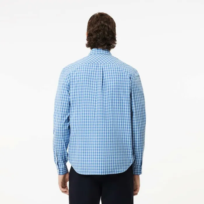 Button Down Shirts Men Lacoste Men039s Checked Poplin Shirt Blue White Eep