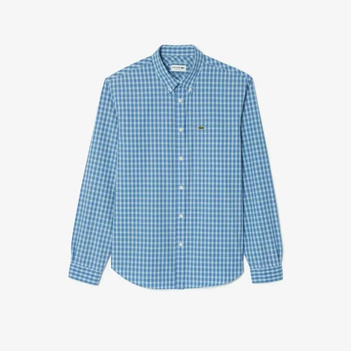Button Down Shirts Men Lacoste Men039s Checked Poplin Shirt Blue White Eep