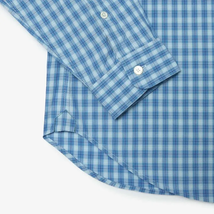 Button Down Shirts Men Lacoste Men039s Checked Poplin Shirt Blue White Eep