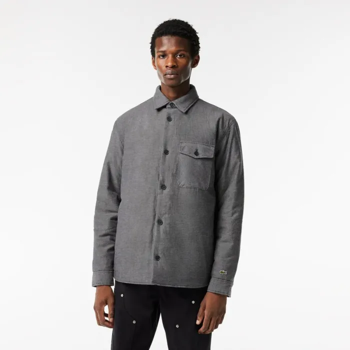 Button Down Shirts Men Lacoste Men039s Quilted Large Croc Overshirt Black 031