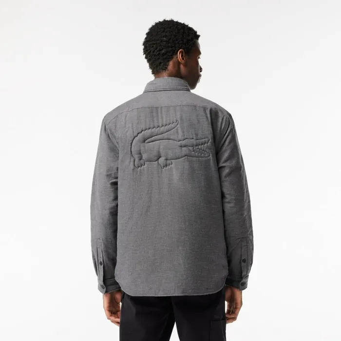 Button Down Shirts Men Lacoste Men039s Quilted Large Croc Overshirt Black 031