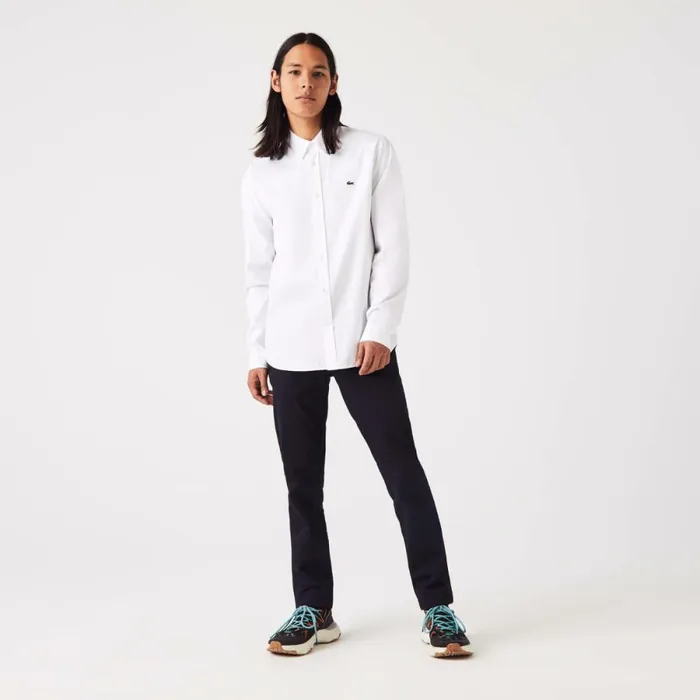 Button Down Shirts Men Lacoste Men039s Regular Fit Premium Cotton Shirt White 001