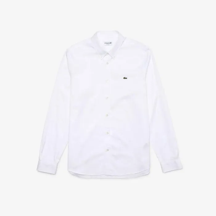 Button Down Shirts Men Lacoste Men039s Regular Fit Premium Cotton Shirt White 001
