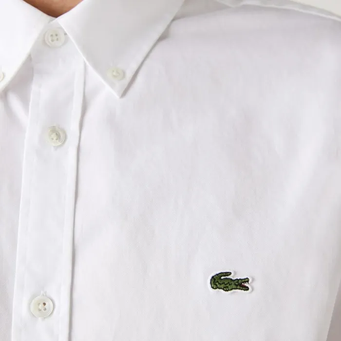 Button Down Shirts Men Lacoste Men039s Regular Fit Premium Cotton Shirt White 001