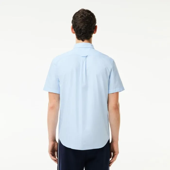 Button Down Shirts Men Lacoste Men039s Regular Fit Short Sleeve Oxford Shirt White Blue F6z