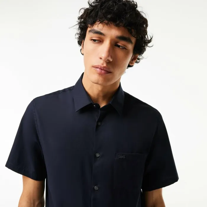 Button Down Shirts Men Lacoste Men039s Regular Fit Solid Cotton Shirt Abysm Blue Hde