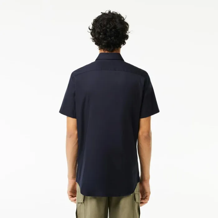 Button Down Shirts Men Lacoste Men039s Regular Fit Solid Cotton Shirt Abysm Blue Hde