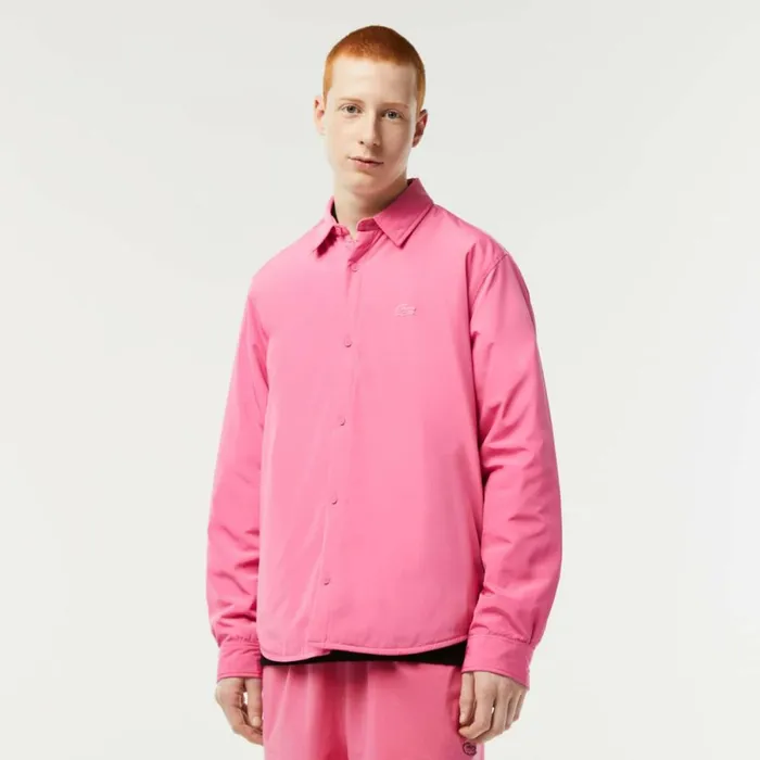 Button Down Shirts Men Lacoste Mens WaterRepellent Shirt Bubblegum Pink 2r3