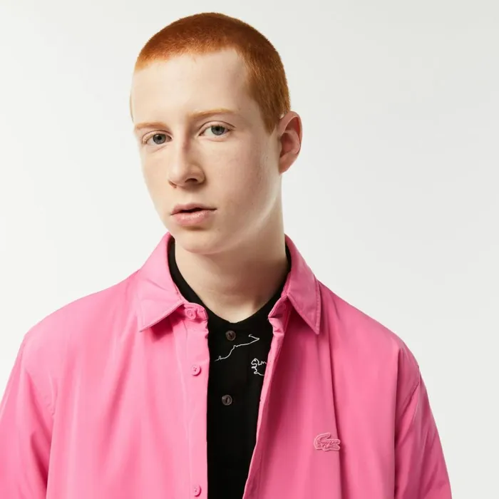 Button Down Shirts Men Lacoste Mens WaterRepellent Shirt Bubblegum Pink 2r3
