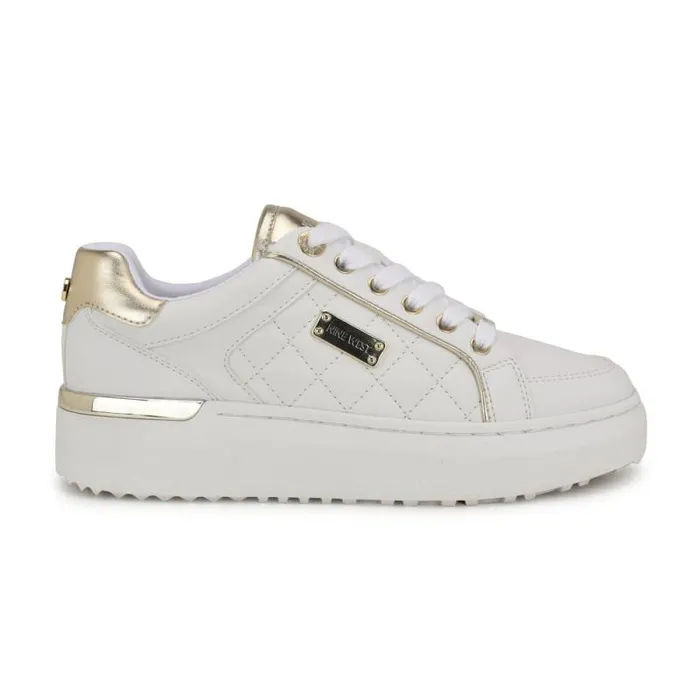 Cafee LaceUp Platform Sneakers Whitegold Women Nine West Sneakers