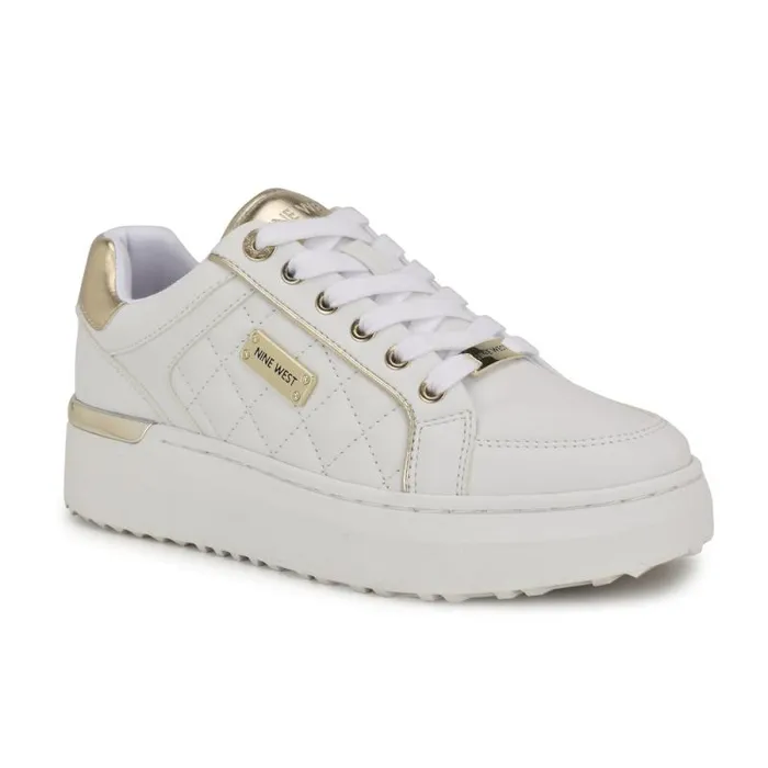 Cafee LaceUp Platform Sneakers Whitegold Women Nine West Sneakers