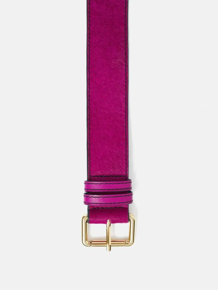 Calf Hair Jean Belt Pink Women Jigsaw Belts