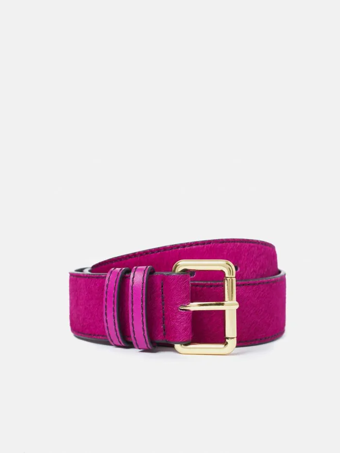 Calf Hair Jean Belt Pink Women Jigsaw Belts
