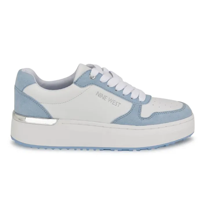 Calpha Laceup Sneakers Whitelight Blue Women Nine West Flats