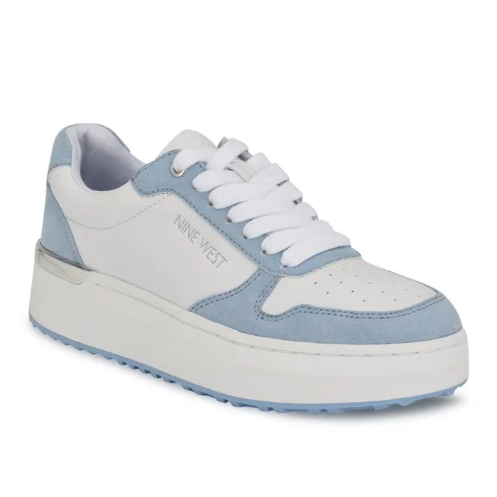 Calpha Laceup Sneakers Whitelight Blue Women Nine West Flats Calpha Laceup Sneakers Whitelight Blue Women Nine West Flats