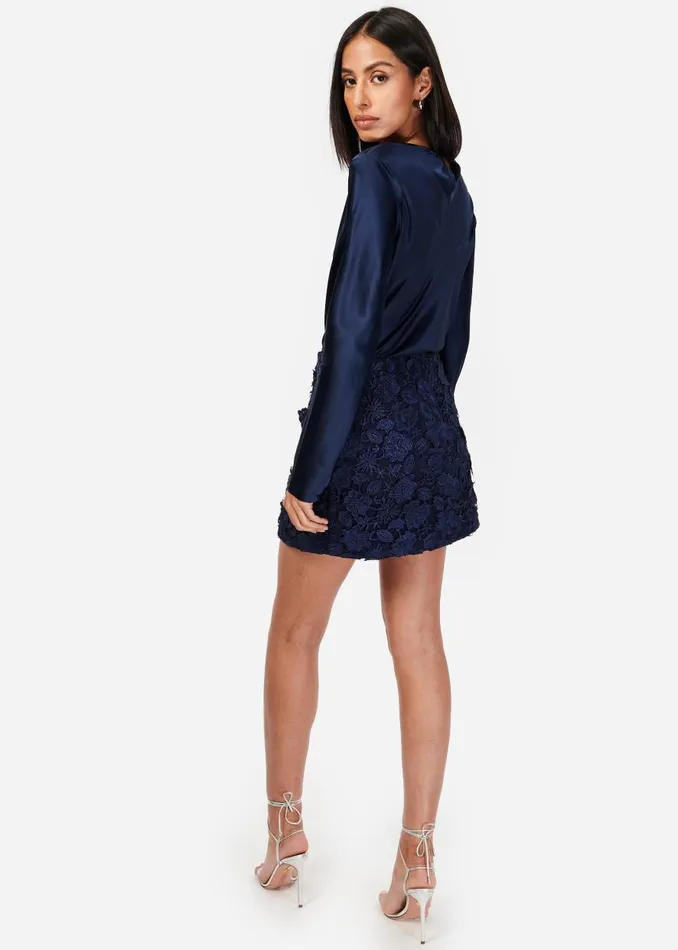 CAMI NYC Bottoms Women Florcienta Lace Skirt Navy