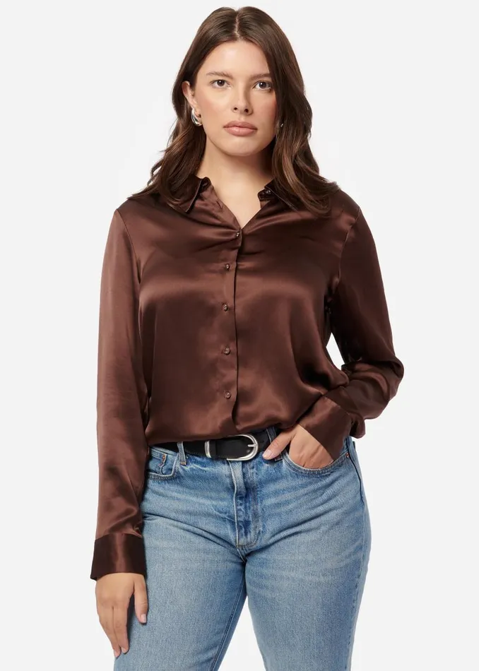 CAMI NYC Tops and Sweaters Women Crosby Blouse Chocolate