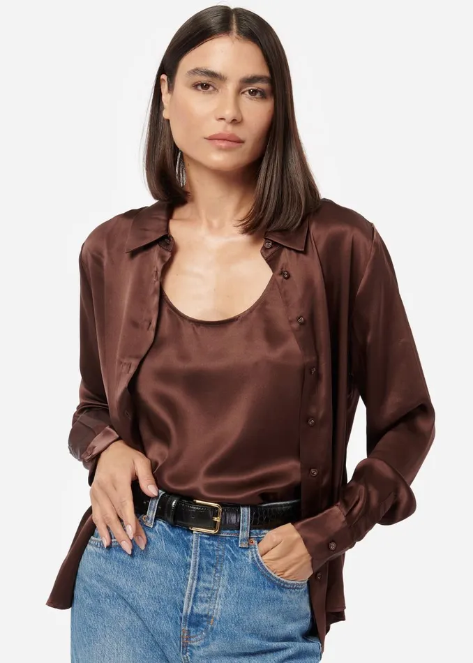 CAMI NYC Tops and Sweaters Women Crosby Blouse Chocolate