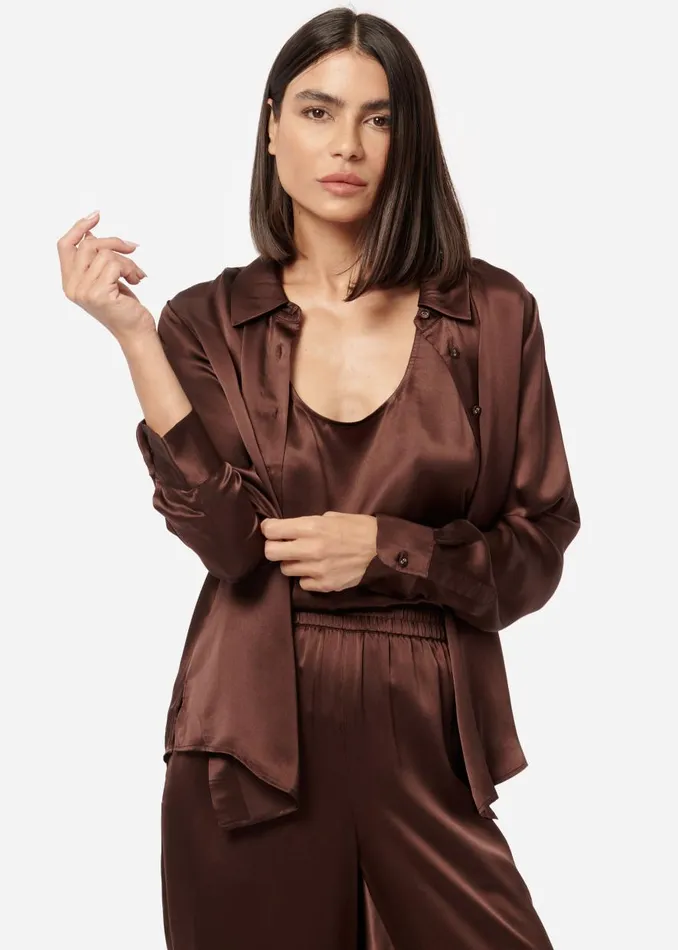 CAMI NYC Tops and Sweaters Women Crosby Blouse Chocolate