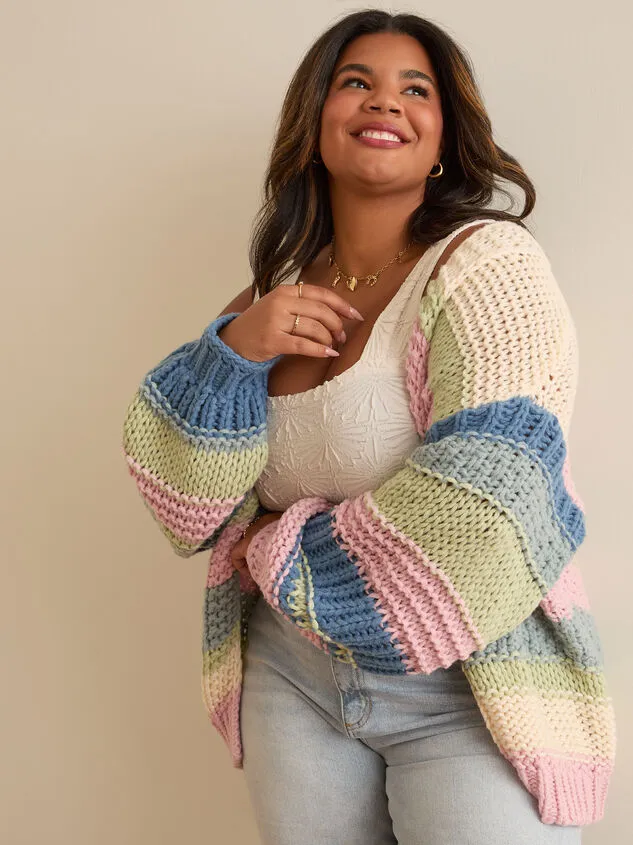 Camille Striped Chunky Knit Cardigan Multicolor Women Altar039d State Sweaters Cardigans