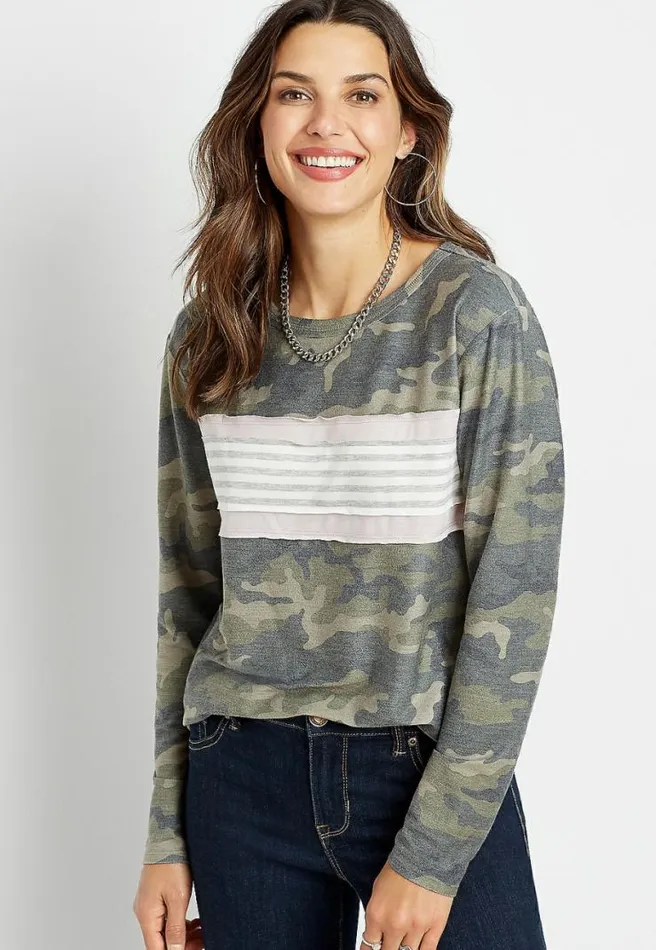 Camo Stripe Sweatshirt Women Maurices Tops