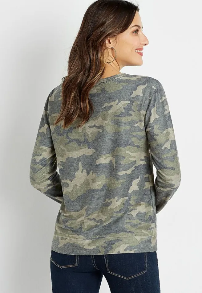 Camo Stripe Sweatshirt Women Maurices Tops