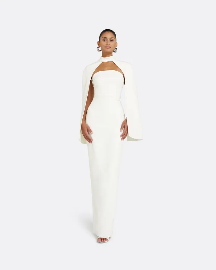 Capes and Harnesses Safiyaa Women Agnes Ivory Harness With Azrael Dress Ivory