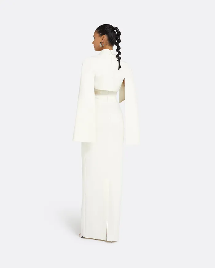 Capes and Harnesses Safiyaa Women Agnes Ivory Harness With Azrael Dress Ivory