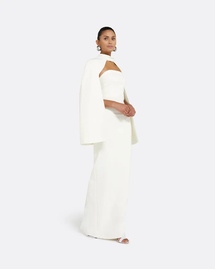 Capes and Harnesses Safiyaa Women Agnes Ivory Harness With Azrael Dress Ivory