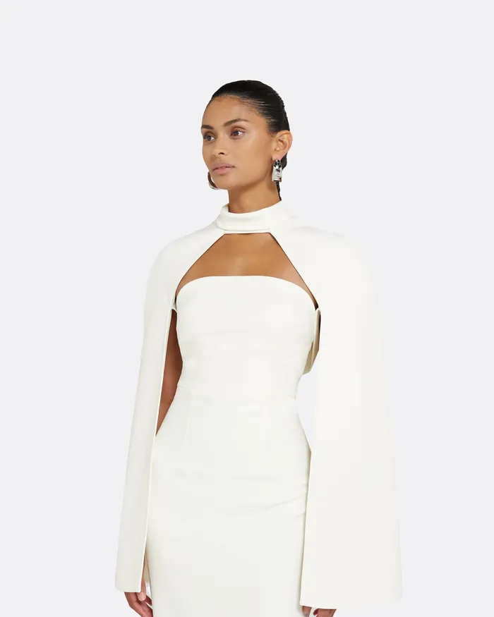 Capes and Harnesses Safiyaa Women Agnes Ivory Harness With Azrael Dress Ivory