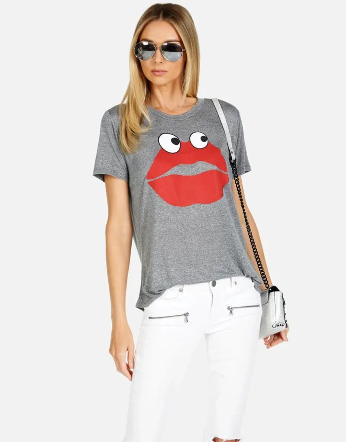 Capri Kiss Face Heather Grey Women Lauren Moshi Short Sleeve
