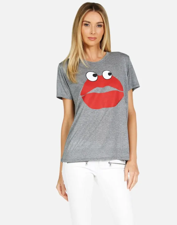 Capri Kiss Face Heather Grey Women Lauren Moshi Short Sleeve