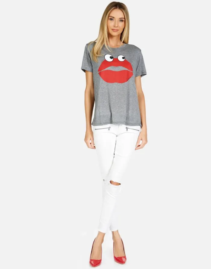 Capri Kiss Face Heather Grey Women Lauren Moshi Short Sleeve