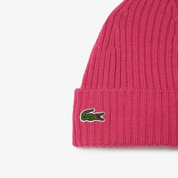 Caps and Hats MenWomen Lacoste Ribbed Wool Hat Fushia Pink Sqi