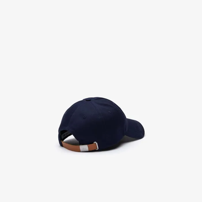 Caps and Hats MenWomen Lacoste Unisex Contrast Strap And Oversized Crocodile Cotton Cap Navy Blue 166