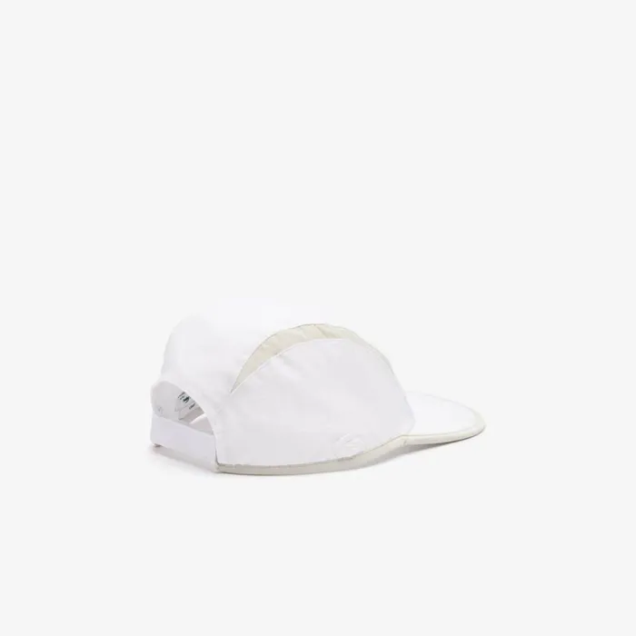 Caps and Hats MenWomen Lacoste Unisex Jockey Cap With Contrast Cutouts White Grey Iz9